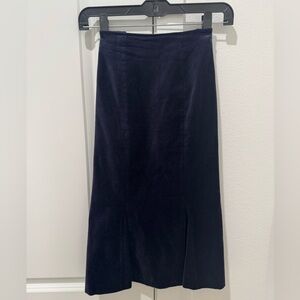 Boden Navy Velvet Trumpet Flare Midi Skirt